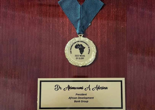 미국에 기반을 둔 민주주의 재단은 모범적인 리더십으로 아프리카 개발은행의 아킨우미 아데시나에게 상을 수여합니다 썸네일